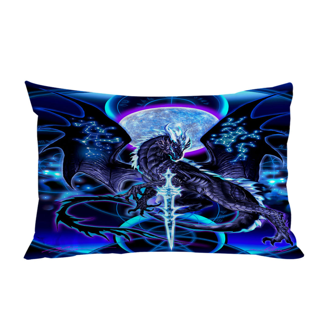 Cool Fantasy Weapon Blue Dragon Night Blade Pillowcase