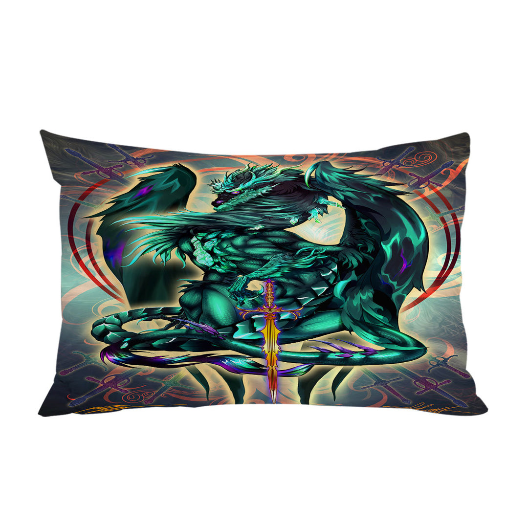 Cool Fantasy Weapon Green Dragon Terra Blade Pillowcase