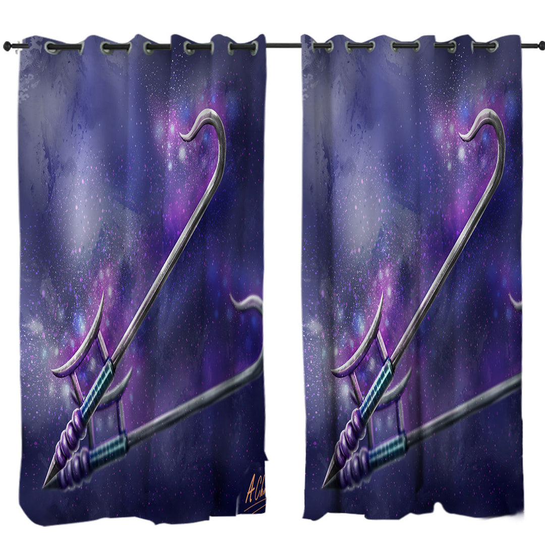 Cool Fantasy Weapon Hook Sword Curtains for Bedroom