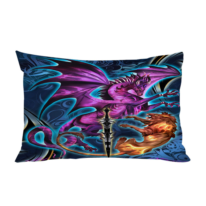 Cool Fantasy Weapon Lion Dragon Blade King Pillow Cases