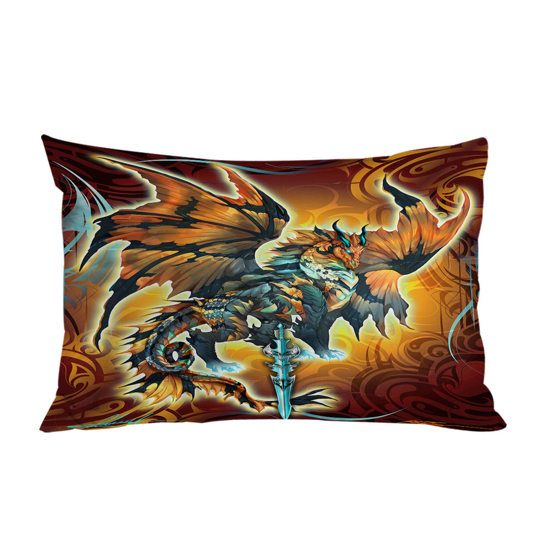 Cool Fantasy Weapon Orange Dragon Thunder Blade Pillowcases