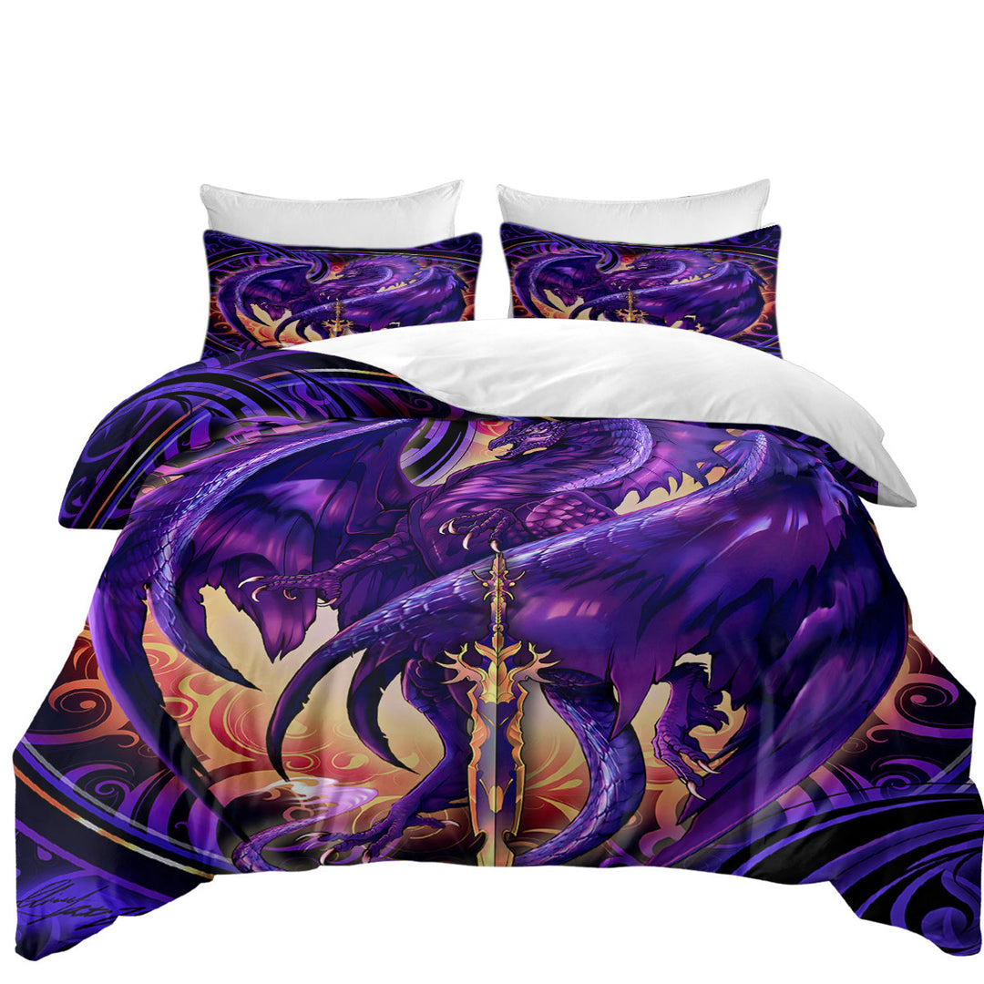 Cool Fantasy Weapon Purple Dragon Nether Blade Bed Covers