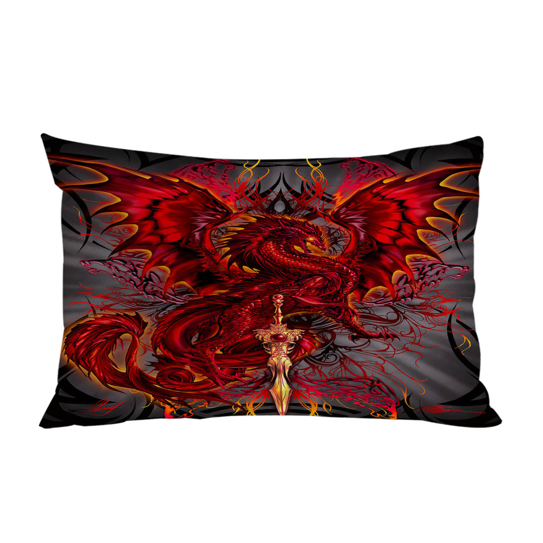 Cool Fantasy Weapon Red Dragon Blood Blade Pillow Case Covers