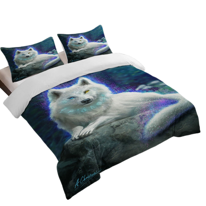 Cool Fantasy White Wolf Duvet Cover sale