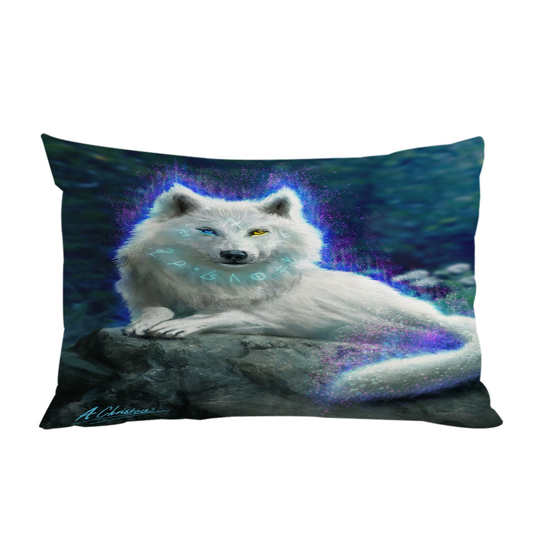 Cool Fantasy White Wolf Pillowcase