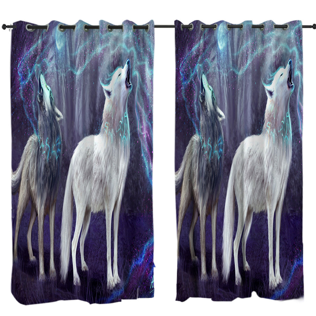 Cool Fantasy Wildlife Wolves Drapes for Living Room