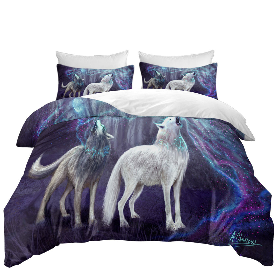 Cool Fantasy Wildlife Wolves Duvet Cover sale