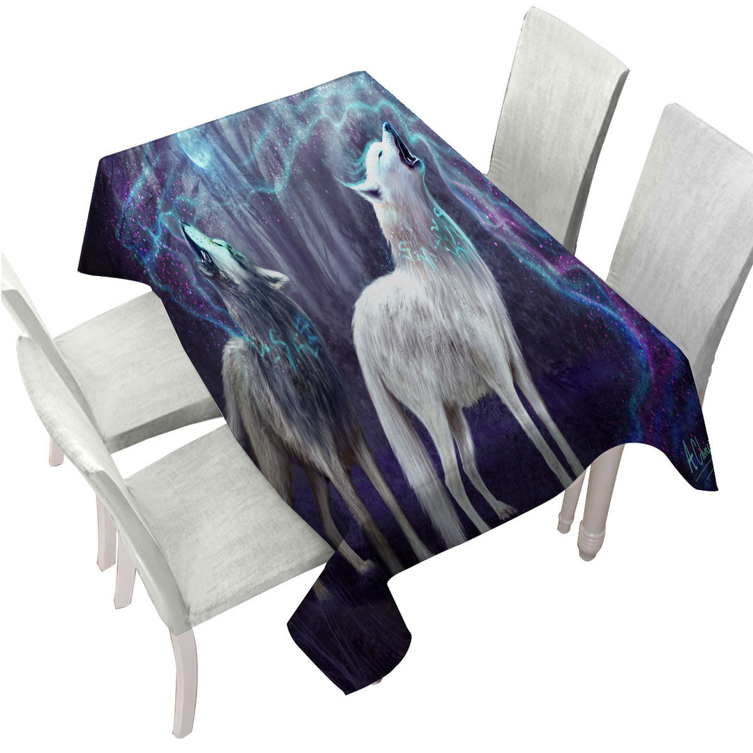 Cool Fantasy Wildlife Wolves Tablecloths