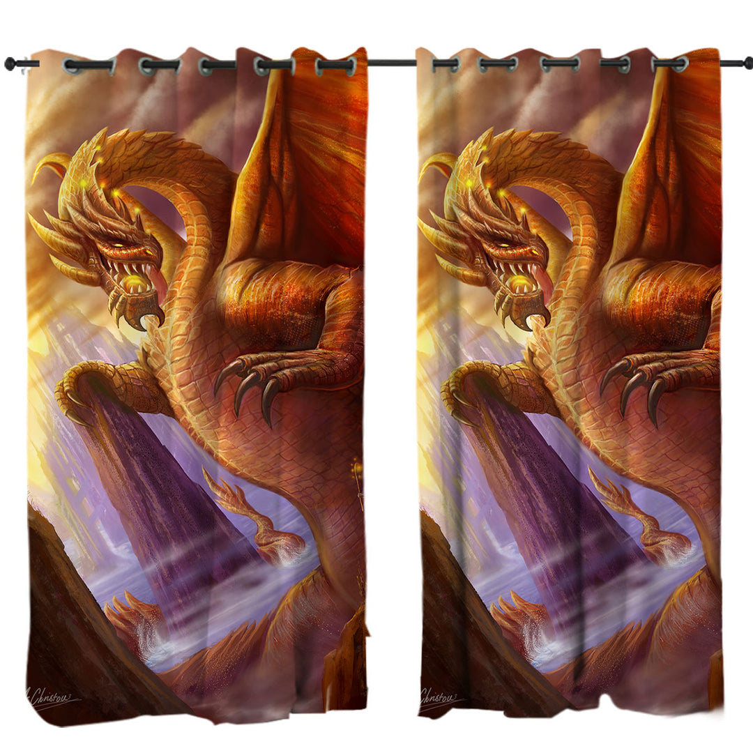 Cool Fiction Artwork Titan Dragon Curtain