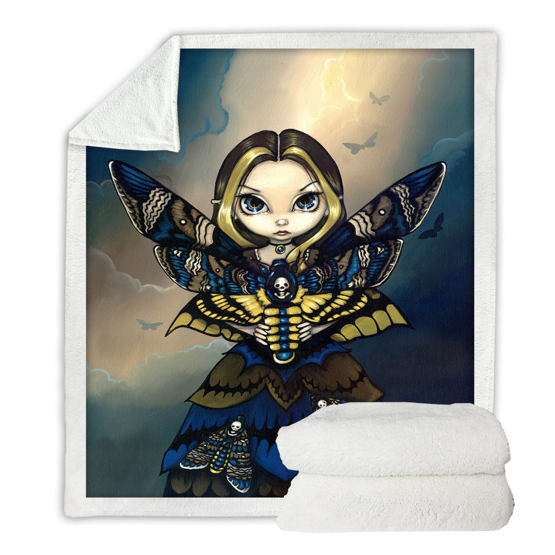 Cool Fleece Blanket Moth Queen the Death_s Head Moth Fairy