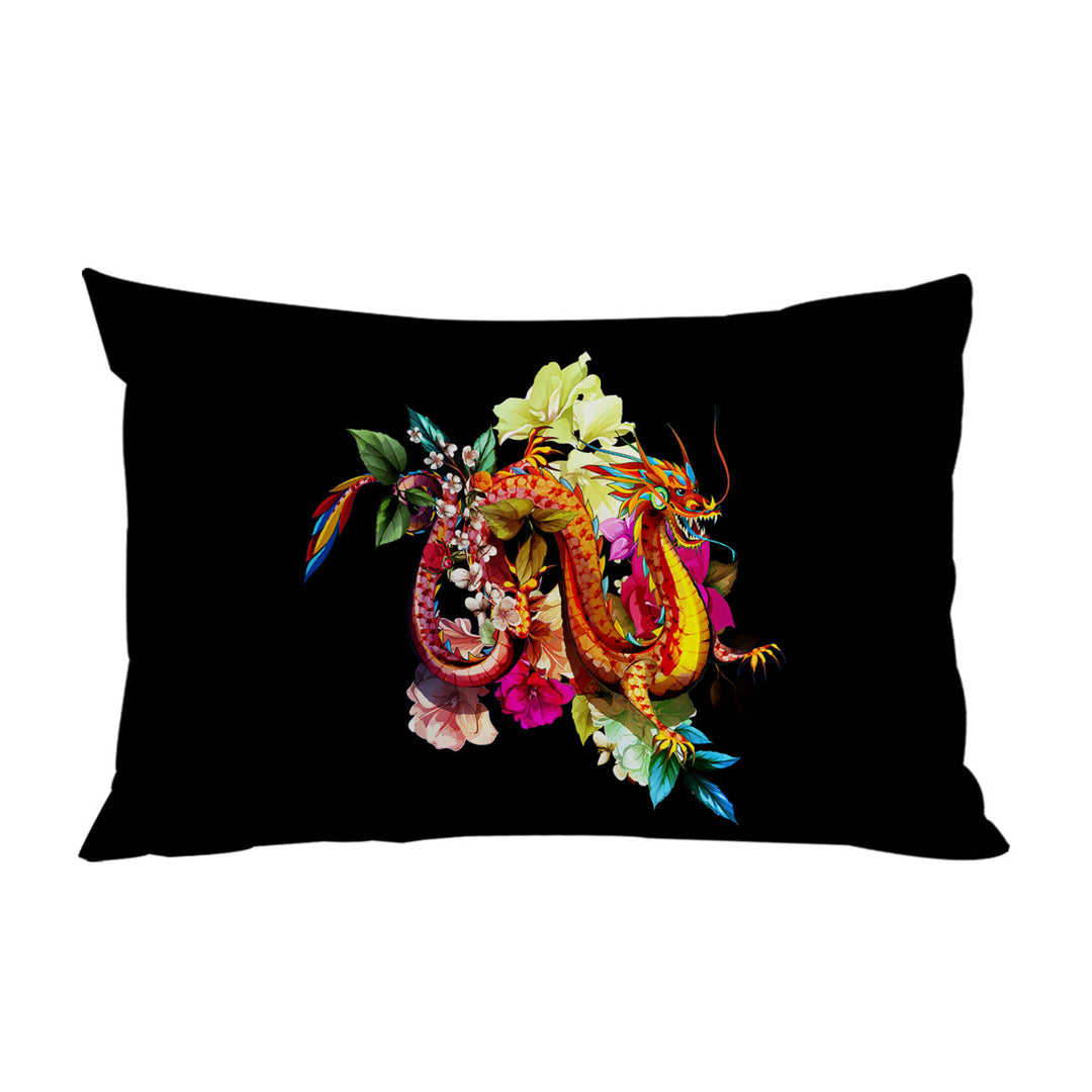 Cool Floral Red Dragon Pillowcase