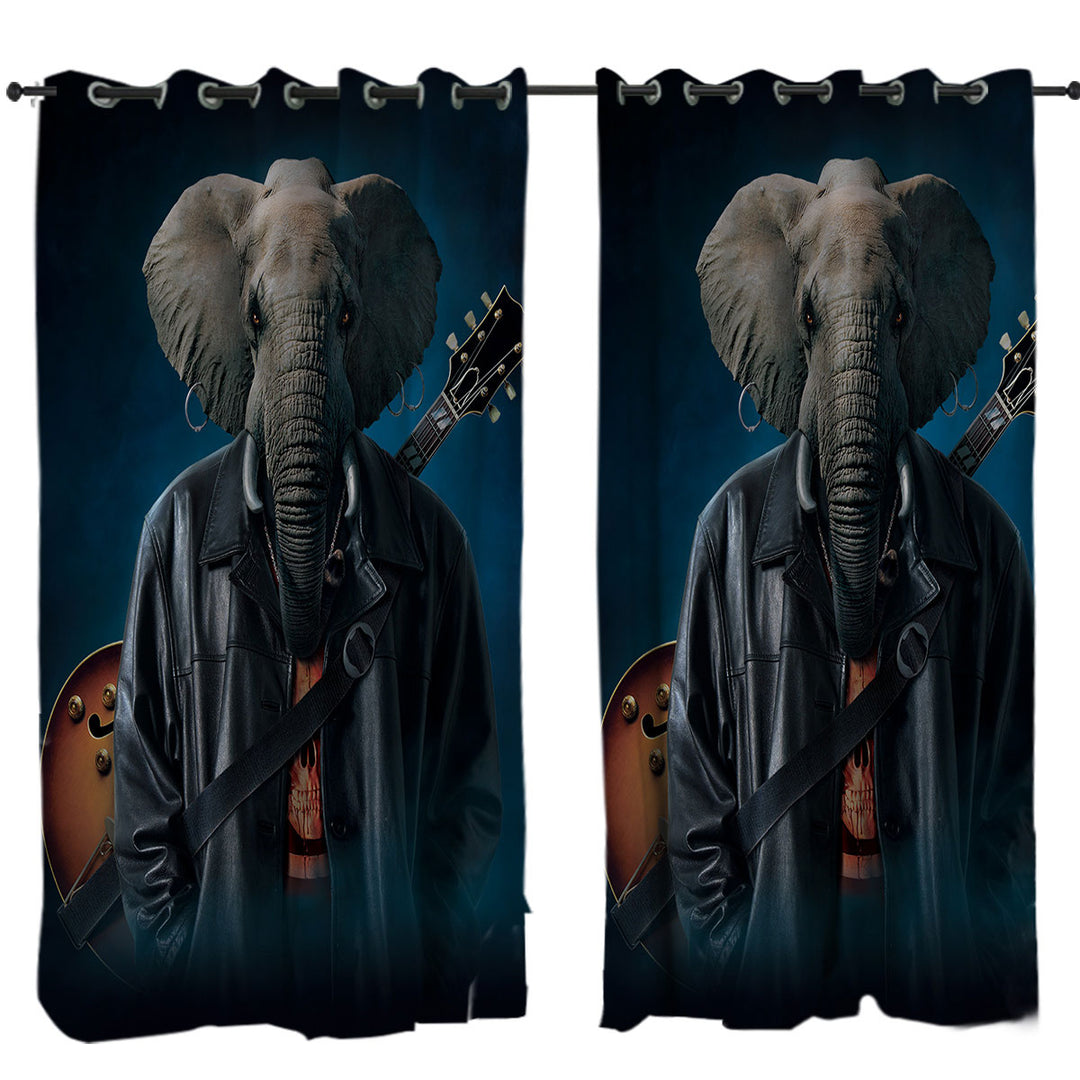 Cool Funny Art Elephice Cooper Elephant Curtains for Living Room