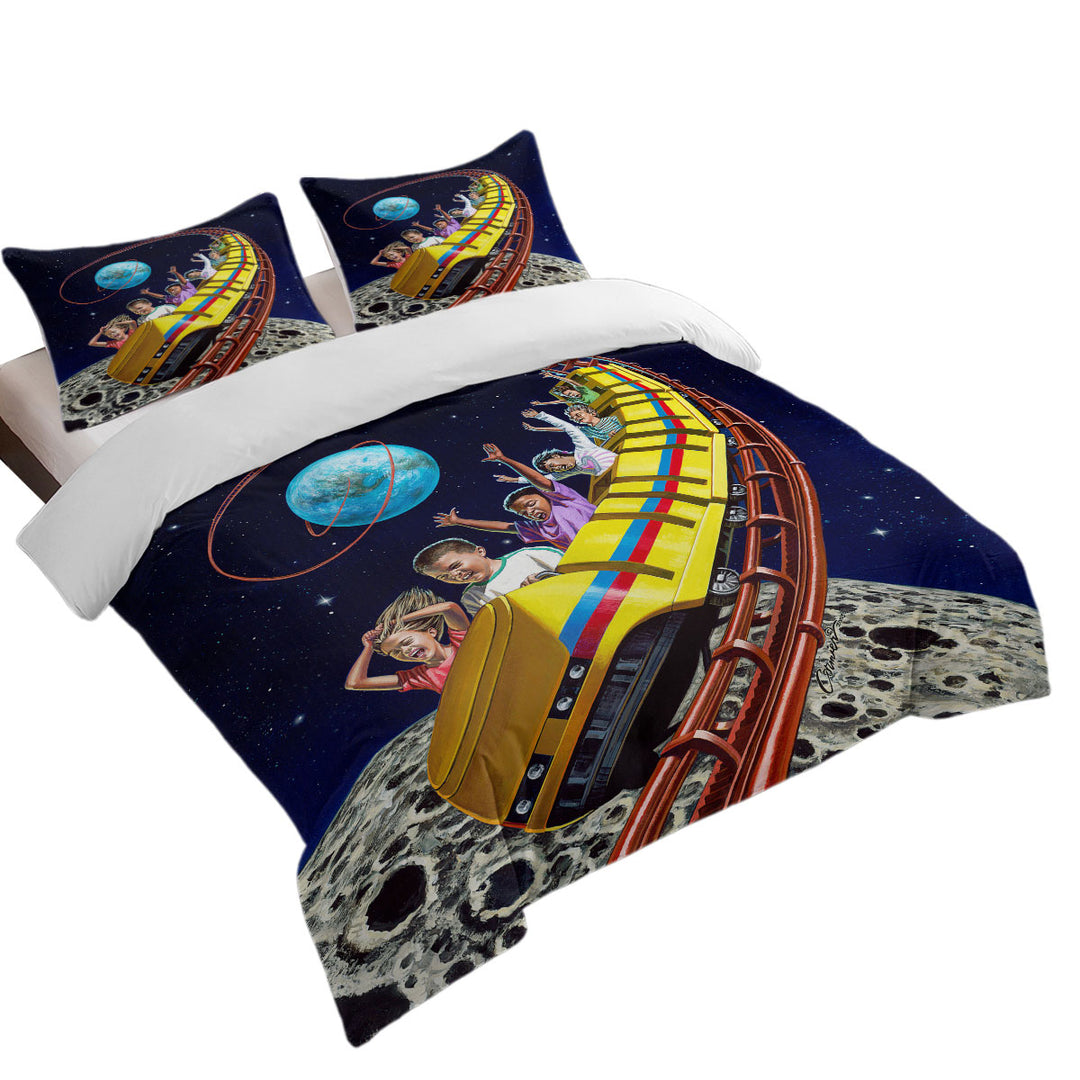 Cool Funny Kids Roller Coaster to the Moon Duvet Cover sale