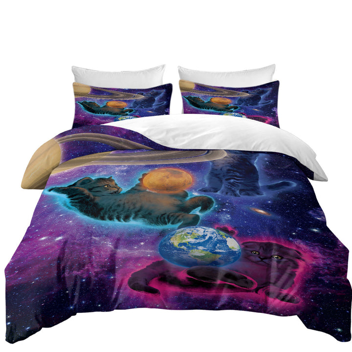 Cool Funny Space Art Cosmic Kittens Cats Duvet Covers