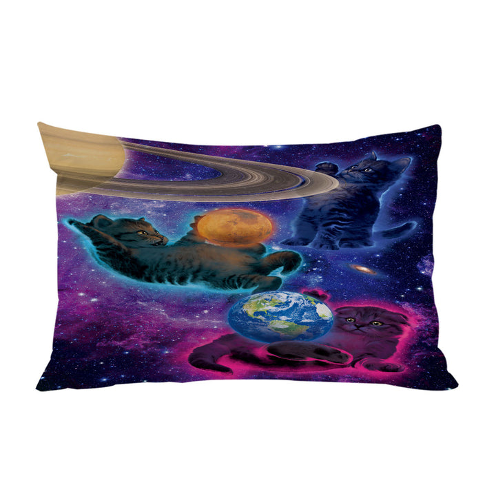 Cool Funny Space Art Cosmic Kittens Cats King Pillow Cases