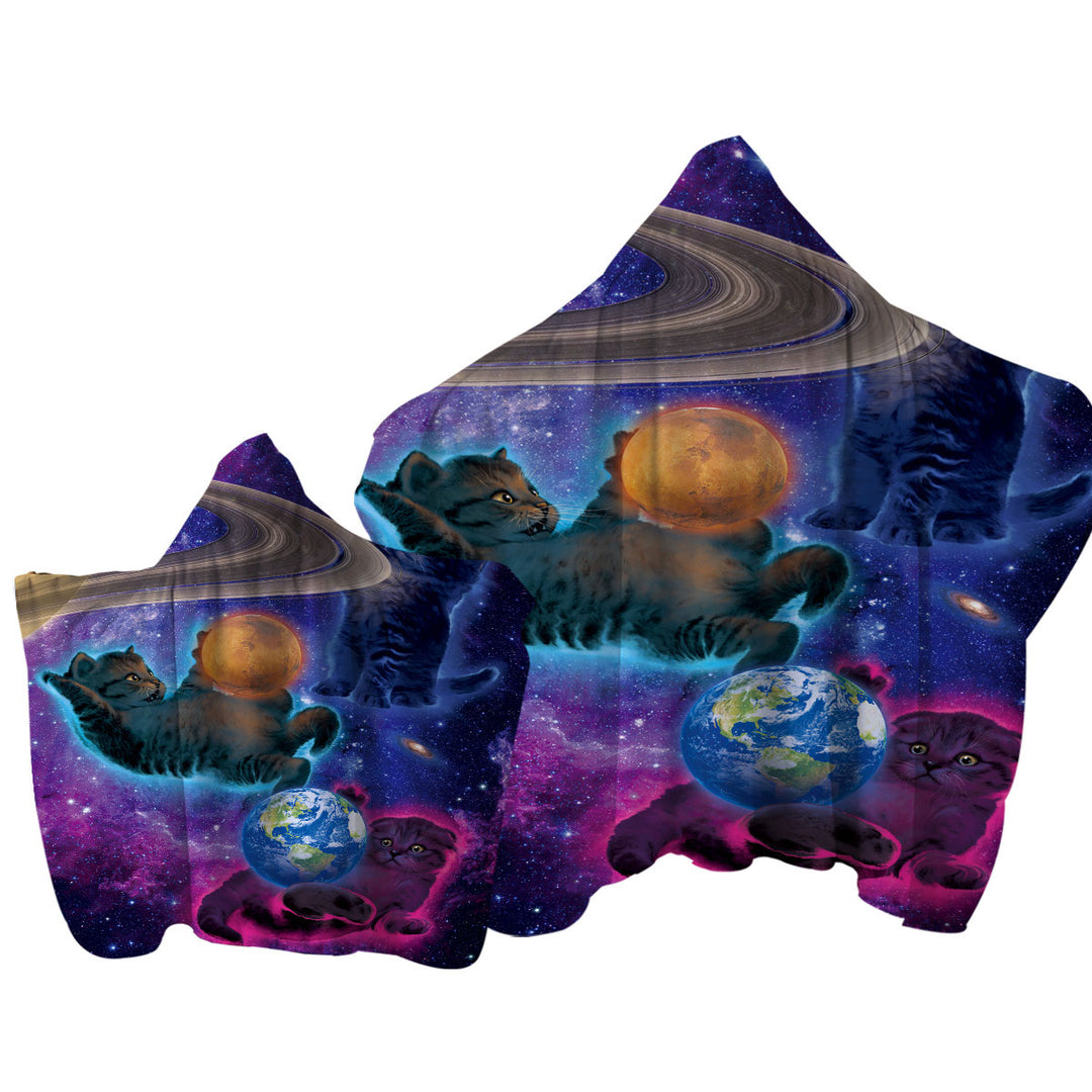 Cool Funny Space Art Cosmic Kittens Cats Towel Hoodie