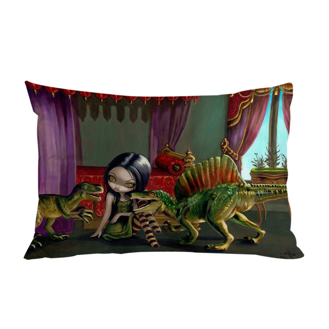 Cool Girl and Dinosaur Friends Pillow Cases