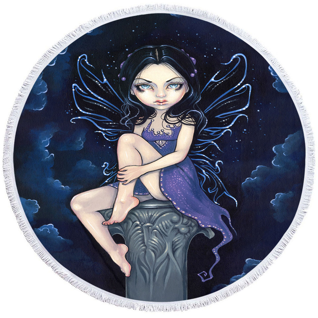 Cool Girls Round Beach Towel Heavenly Nightshade Gothic Dark Fairy