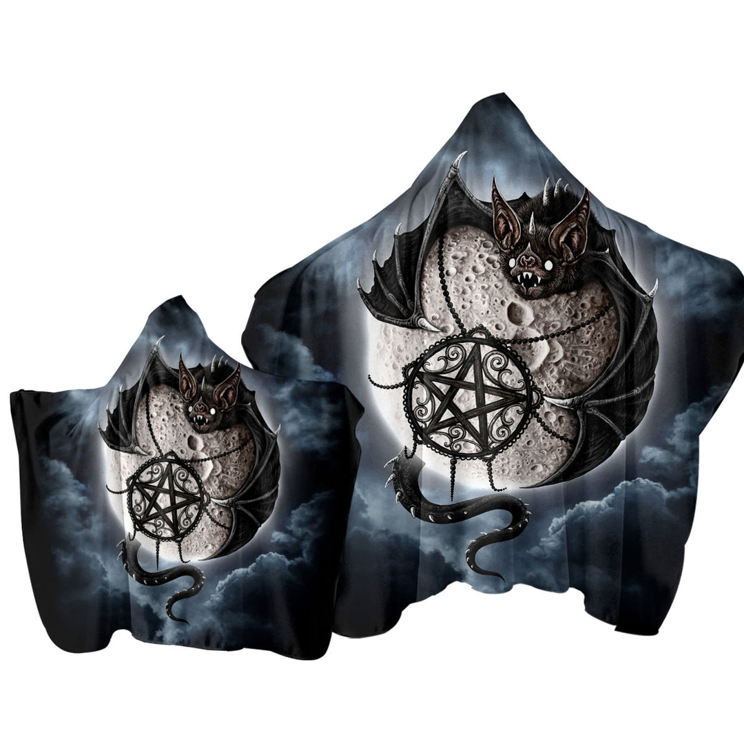 Cool Gothic Bat Art Full Moon Towel with Hood