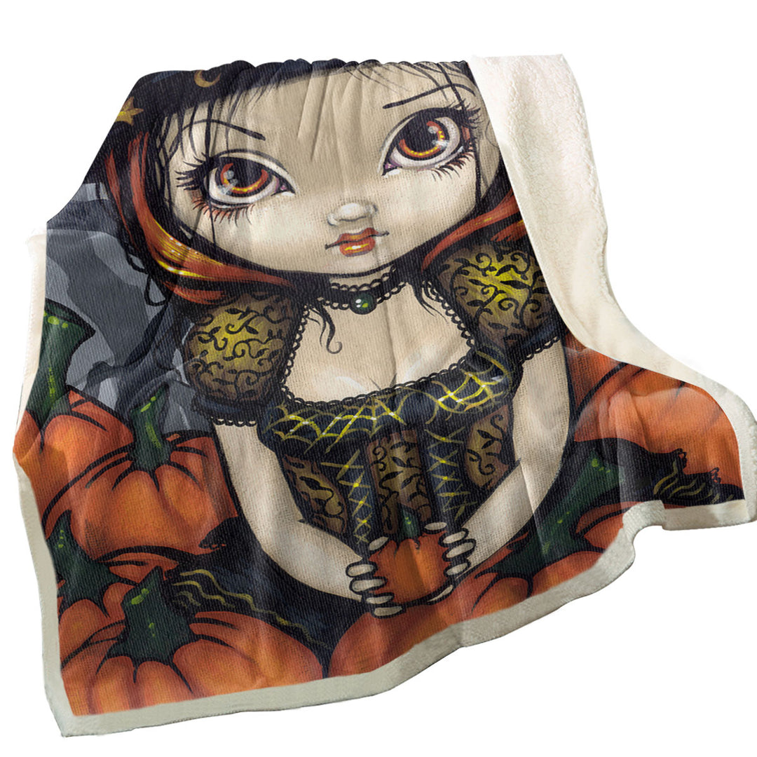 Cool Halloween Decorative Blankets Witch a Pumpkin Gift