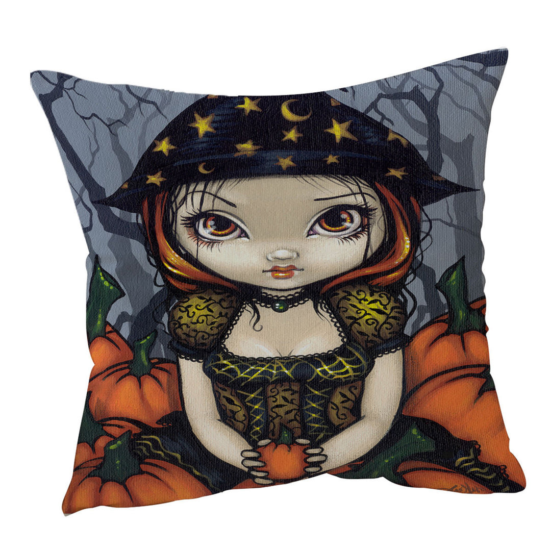 Cool Halloween Throw Pillows and Cushions Witch a Pumpkin Gift