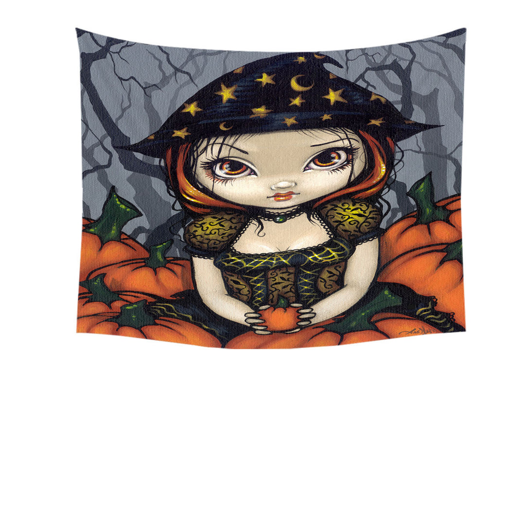 Cool Halloween Wall Decor Witch a Pumpkin Gift Tapestry