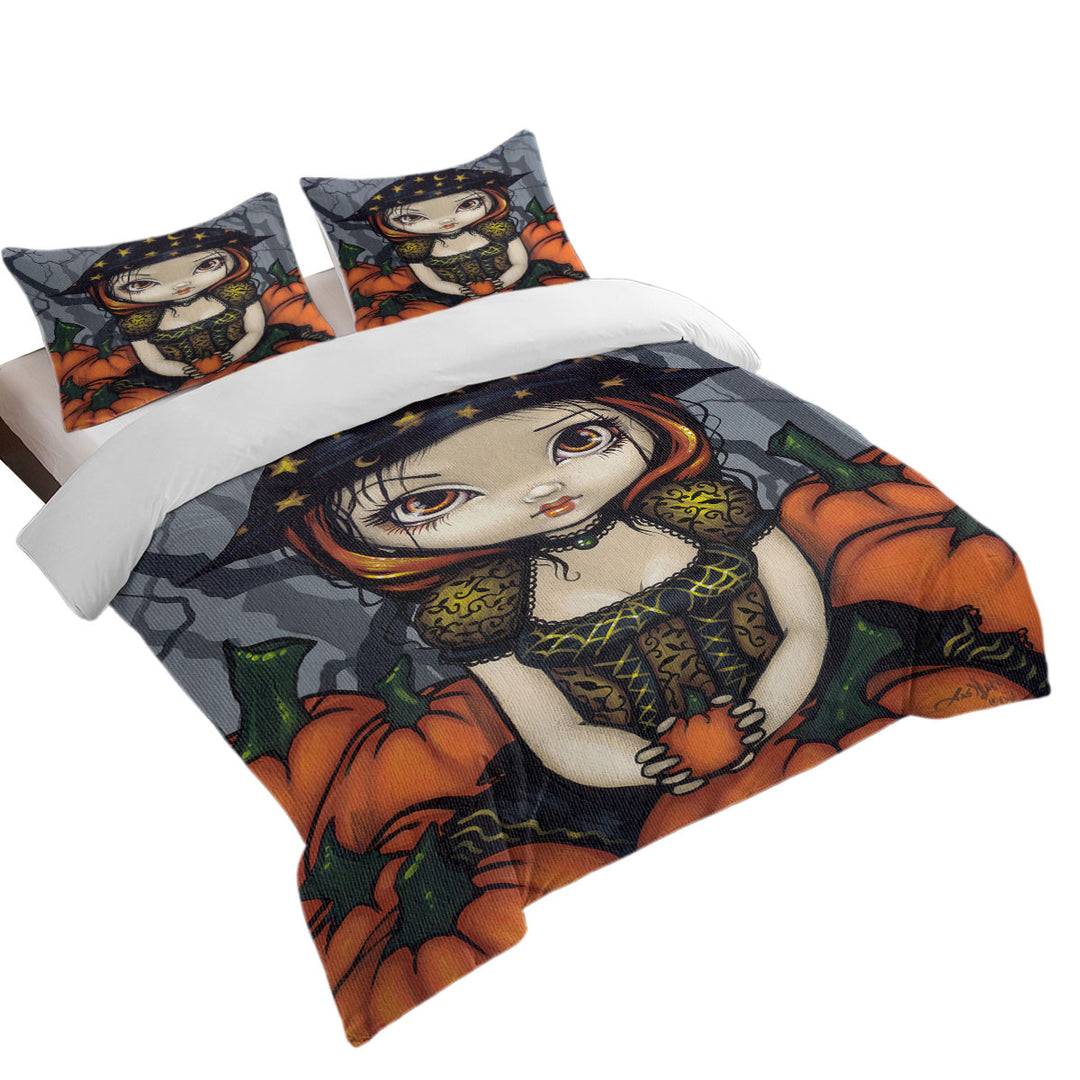 Cool Halloween Witch a Pumpkin Gift Twin Duvet Covers