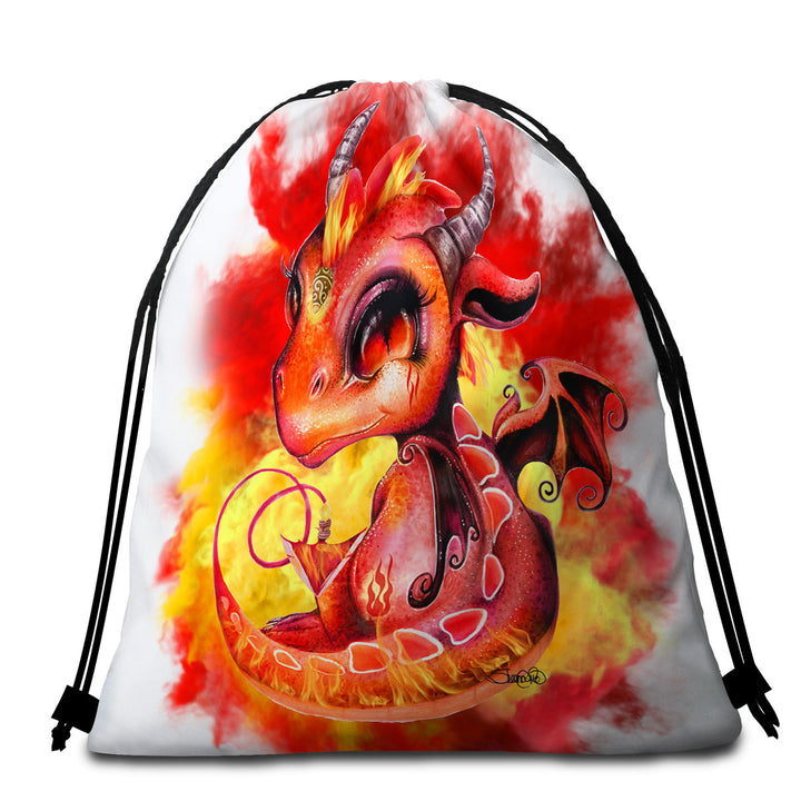 Cool Kids Beach Towel bags Fire Flames Lil Dragon