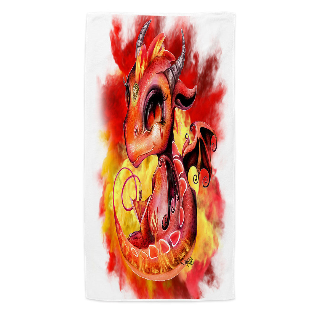 Cool Kids Beach Towels Fire Flames Lil Dragon