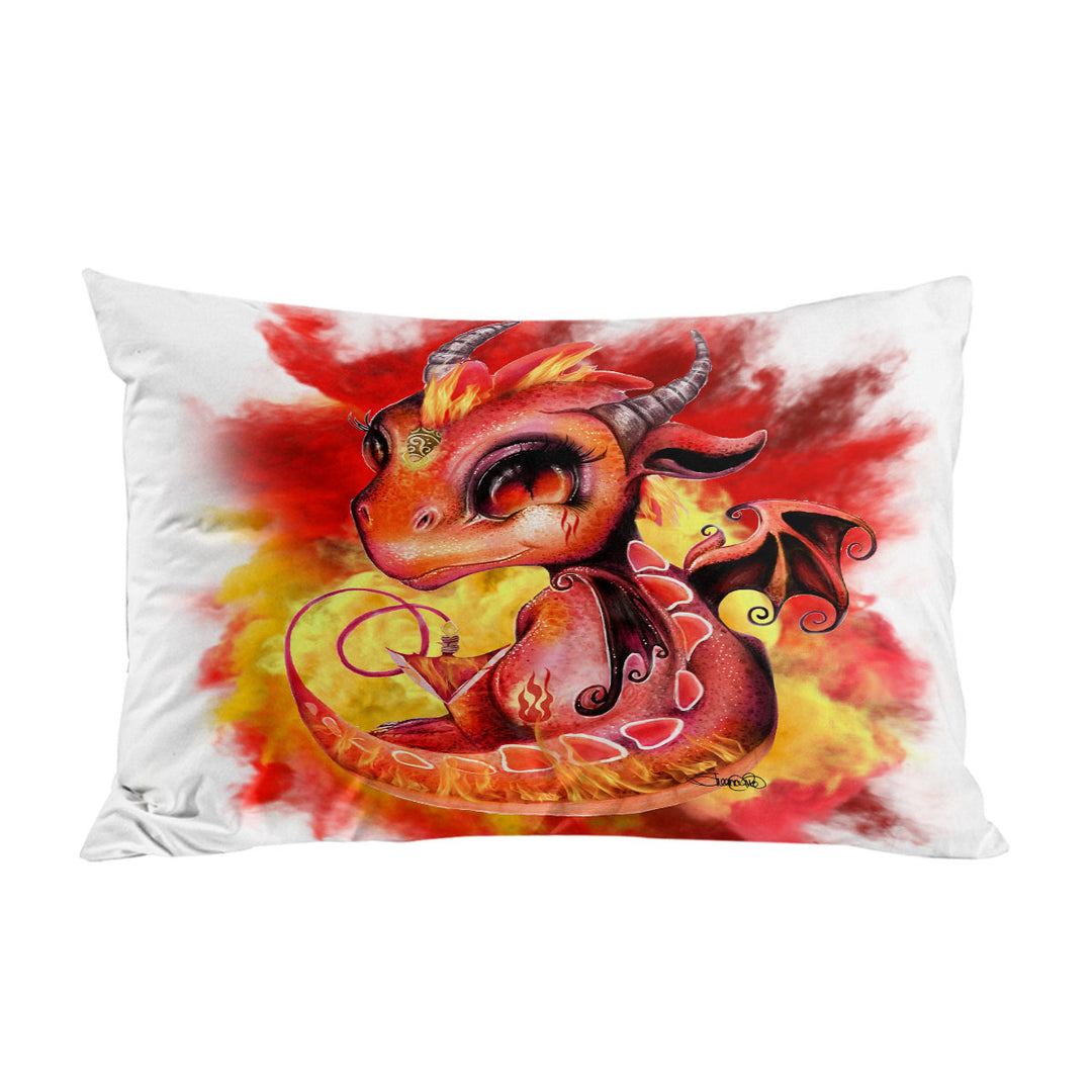 Cool Kids Fire Flames Lil Dragon Pillowcase