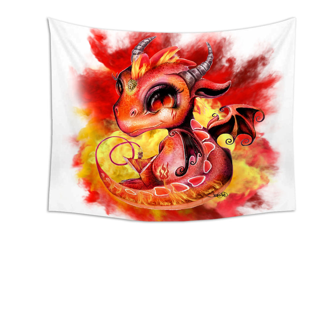 Cool Kids Wall Decor Tapestries Fire Flames Lil Dragon