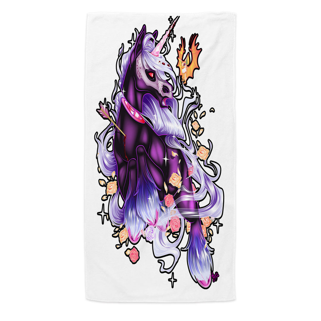 Cool Little Dragon and Purple Unicorn Beach Towel