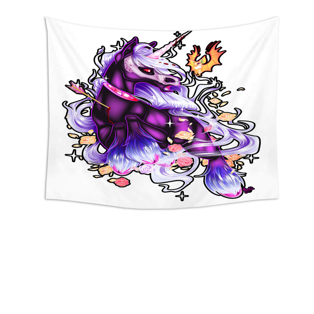 Cool Little Dragon and Purple Unicorn Tapestry