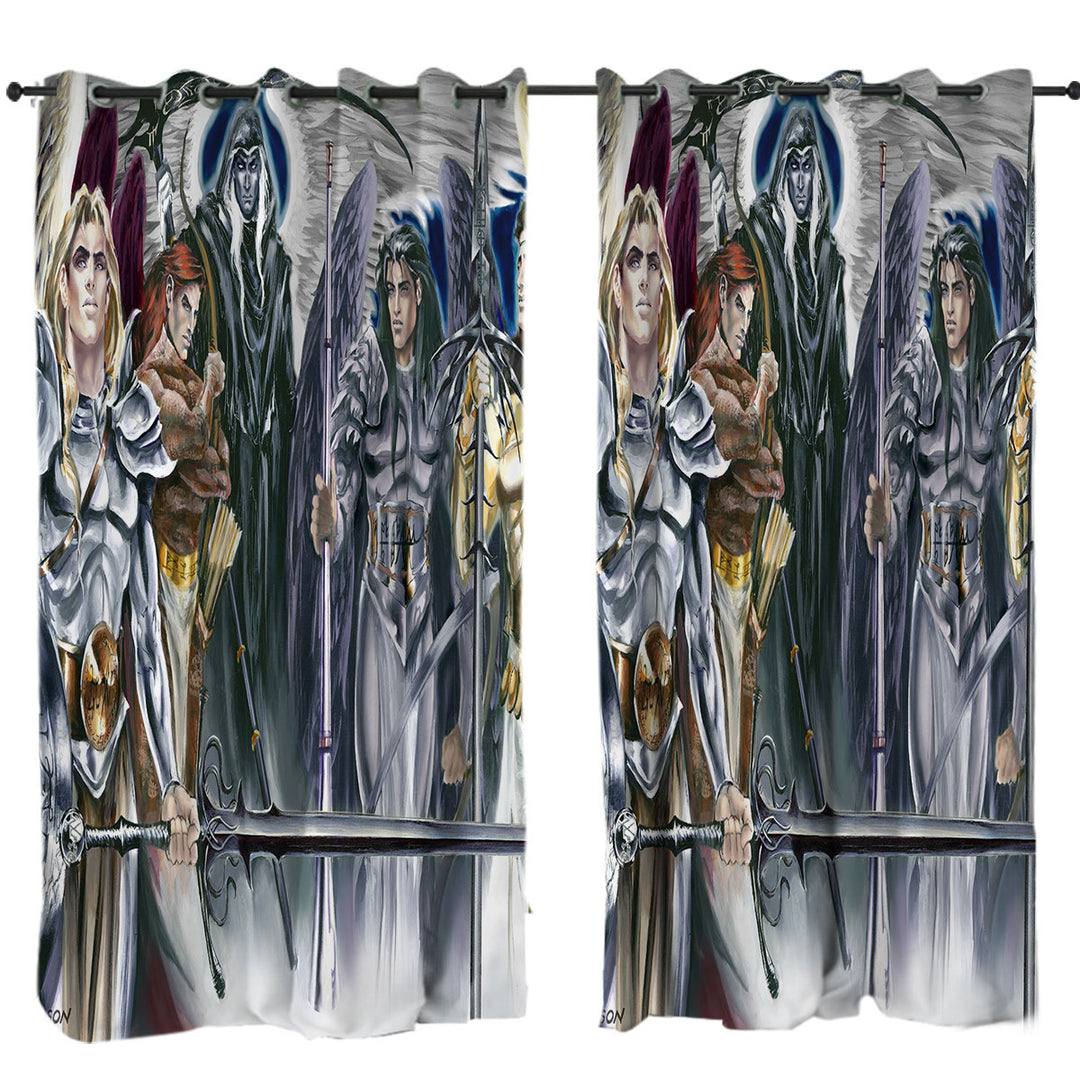 Cool Mens Fantasy Five Archangels Custom Drapes