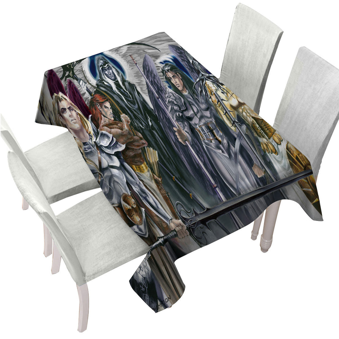 Cool Mens Fantasy Five Archangels Table Cover