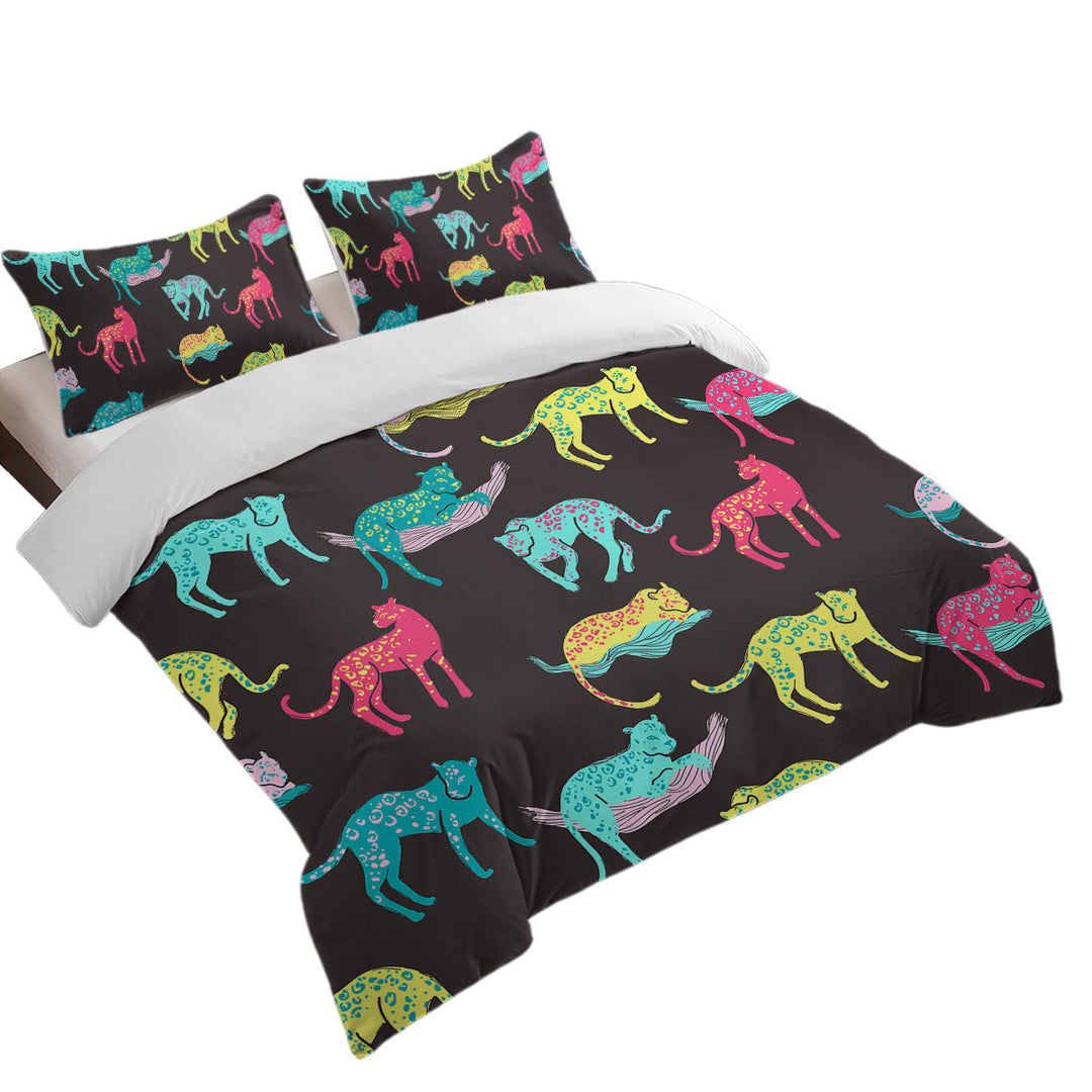 Cool Multi Colored Leopards Comforter Cover