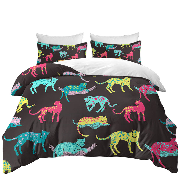 Cool Multi Colored Leopards Duvet Cover