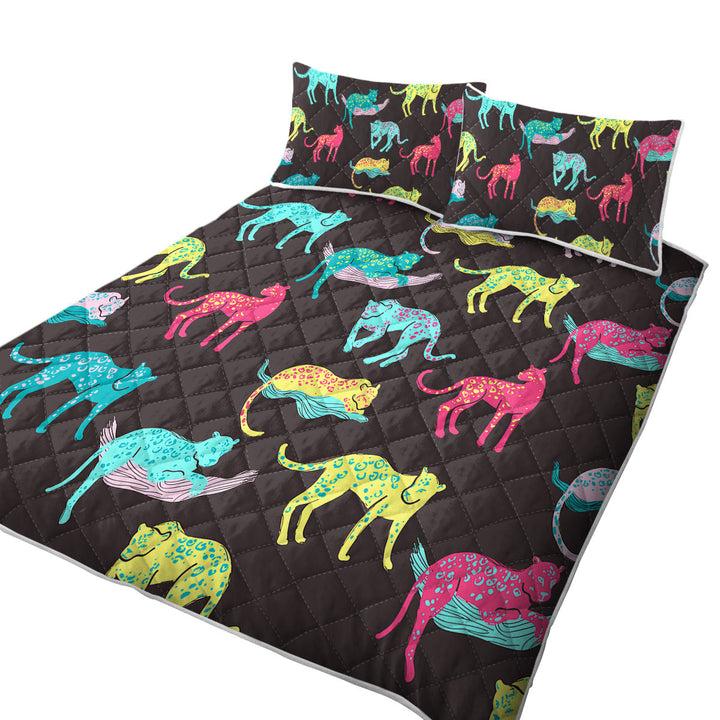 Cool Multi Colored Leopards Quilts