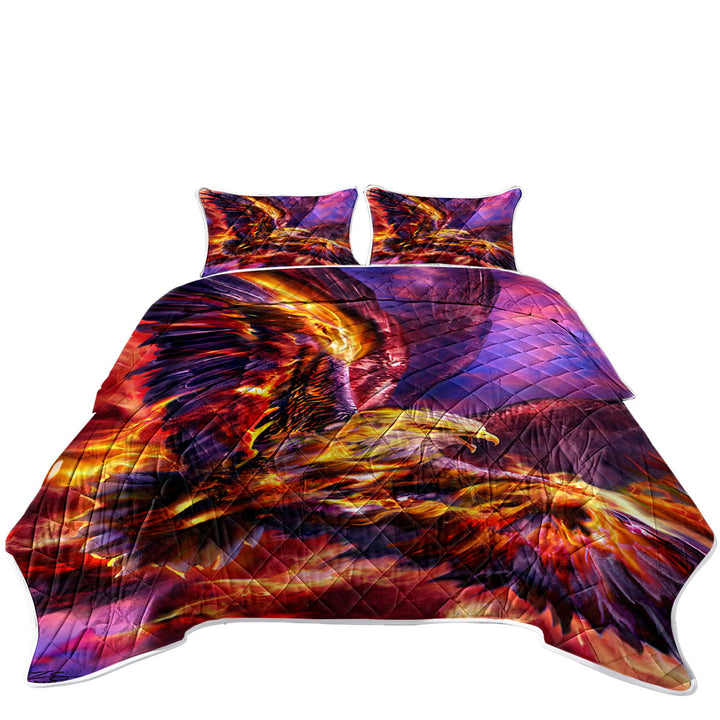 Cool Mythology Bird Phoenix Rising Quilts for Beds