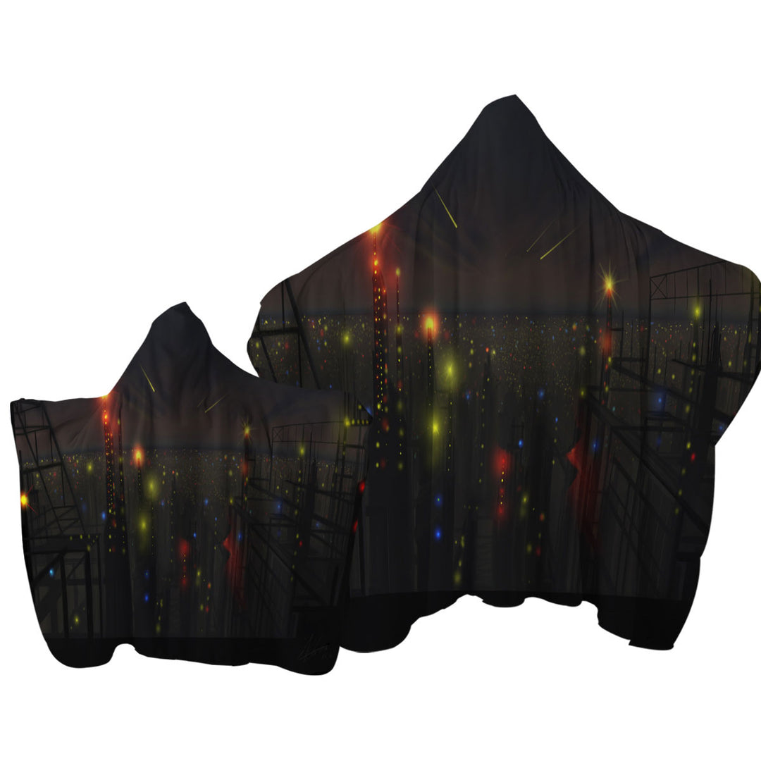 Cool Night at City of Lights Towel Hoodie