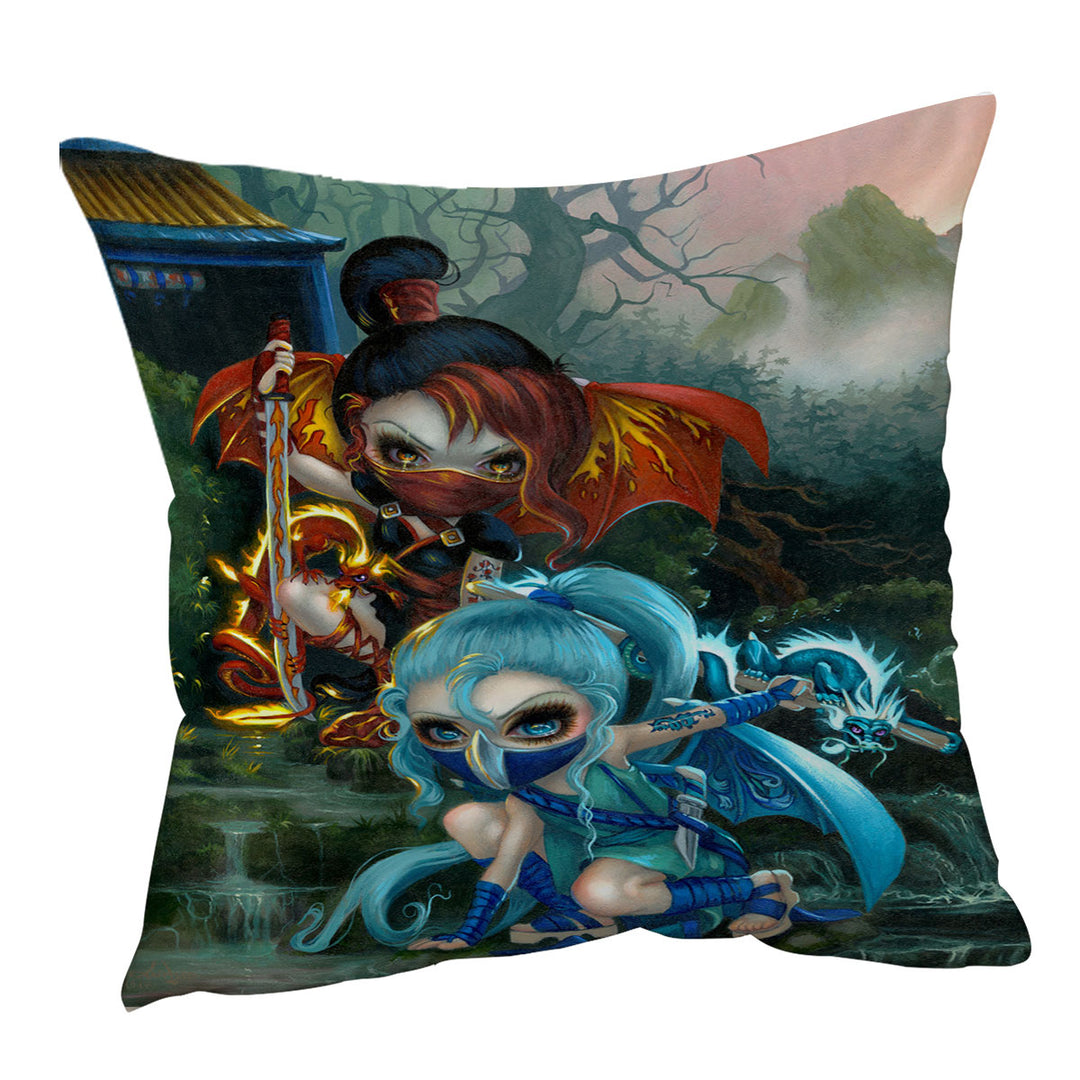 Cool Ninja Cushion Covers Dragonlings Fire and Water Ninjas