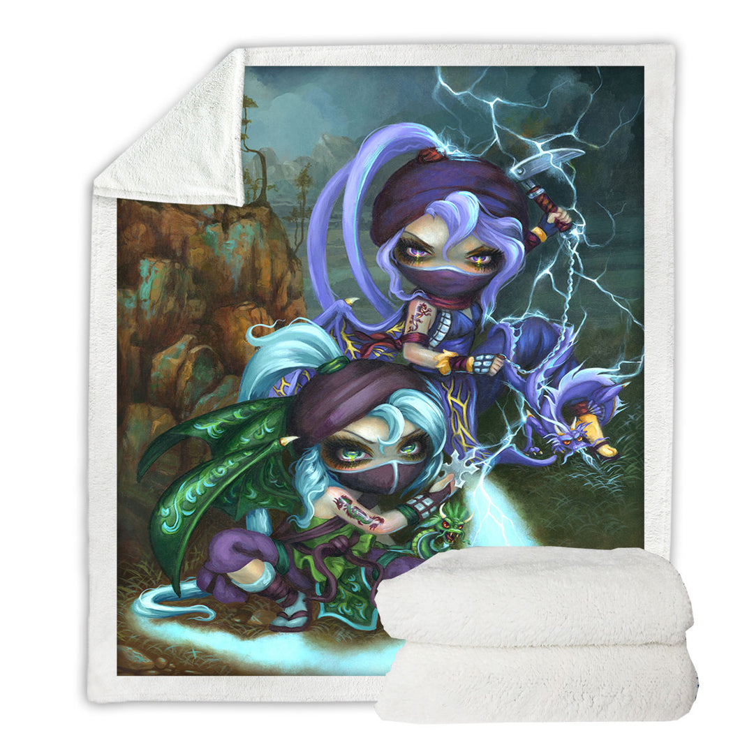 Cool Ninja Fleece Blankets Dragonlings Stormy Landscape