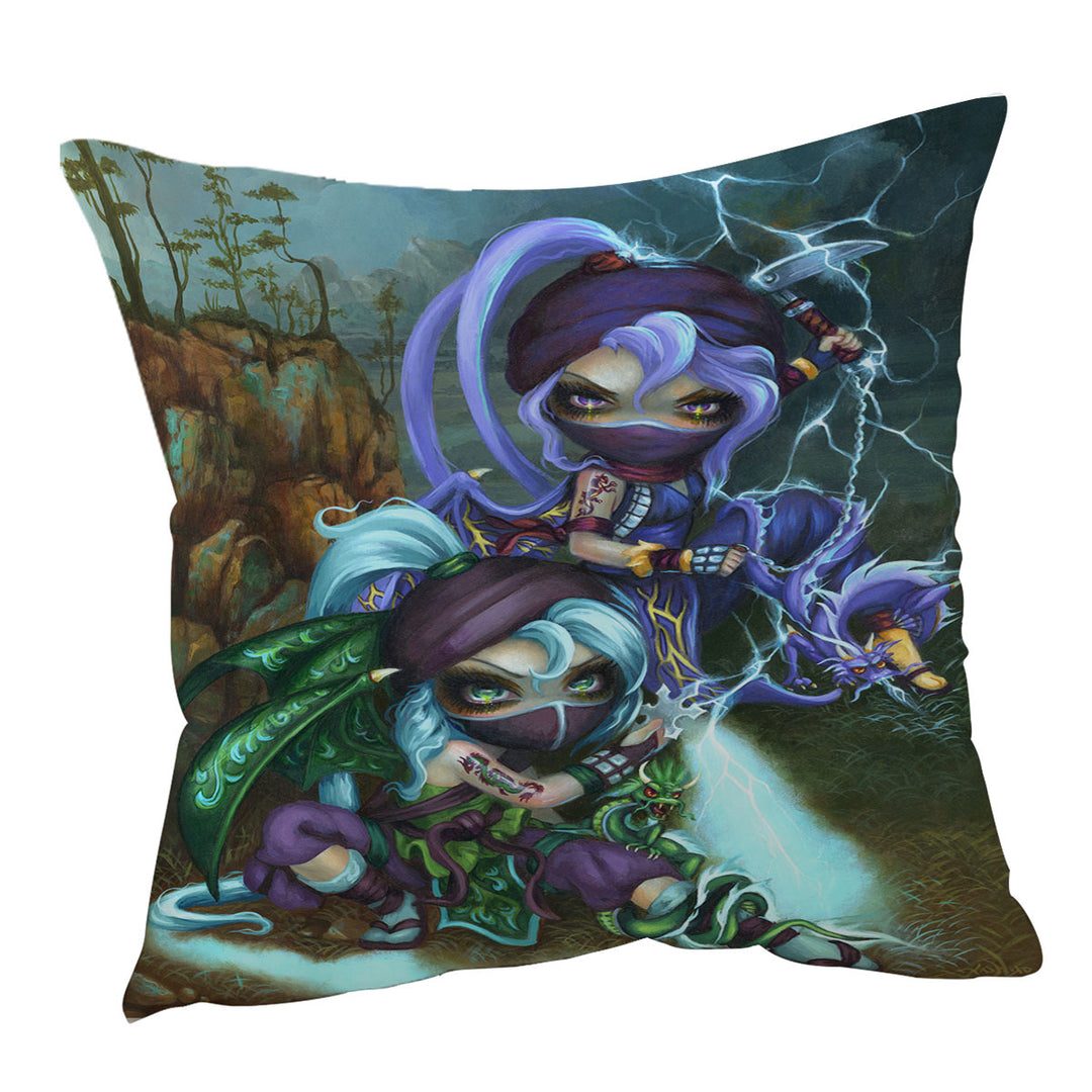 Cool Ninja Sofa Pillows Dragonlings Stormy Landscape