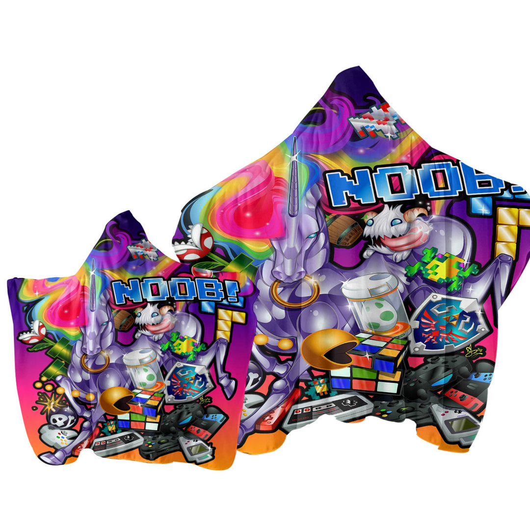 Cool Noob Gamer Rudicorn Hooded Beach Towel