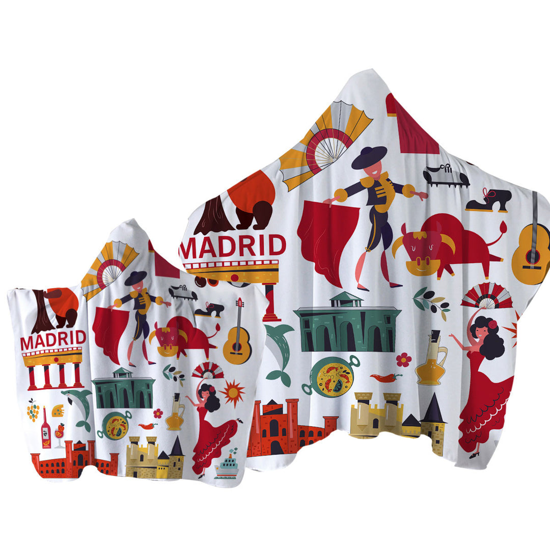 Cool Pattern Madrid Spain Attractions Towel Hoodie