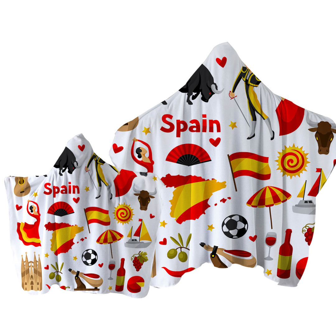 Cool Pattern Spain Attractions Towel with Hood