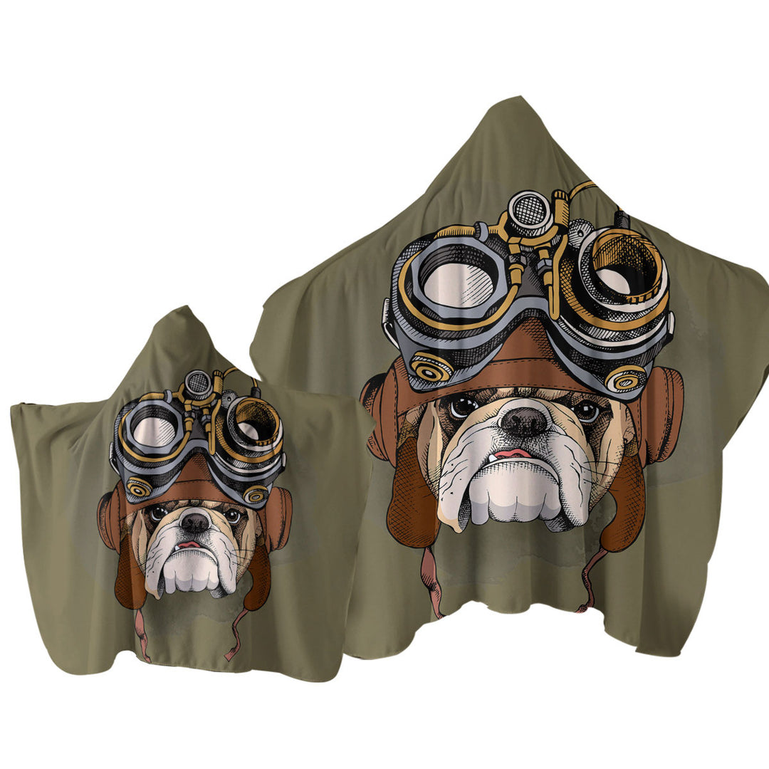 Cool Pilot Bulldog Hooded Beach Towel