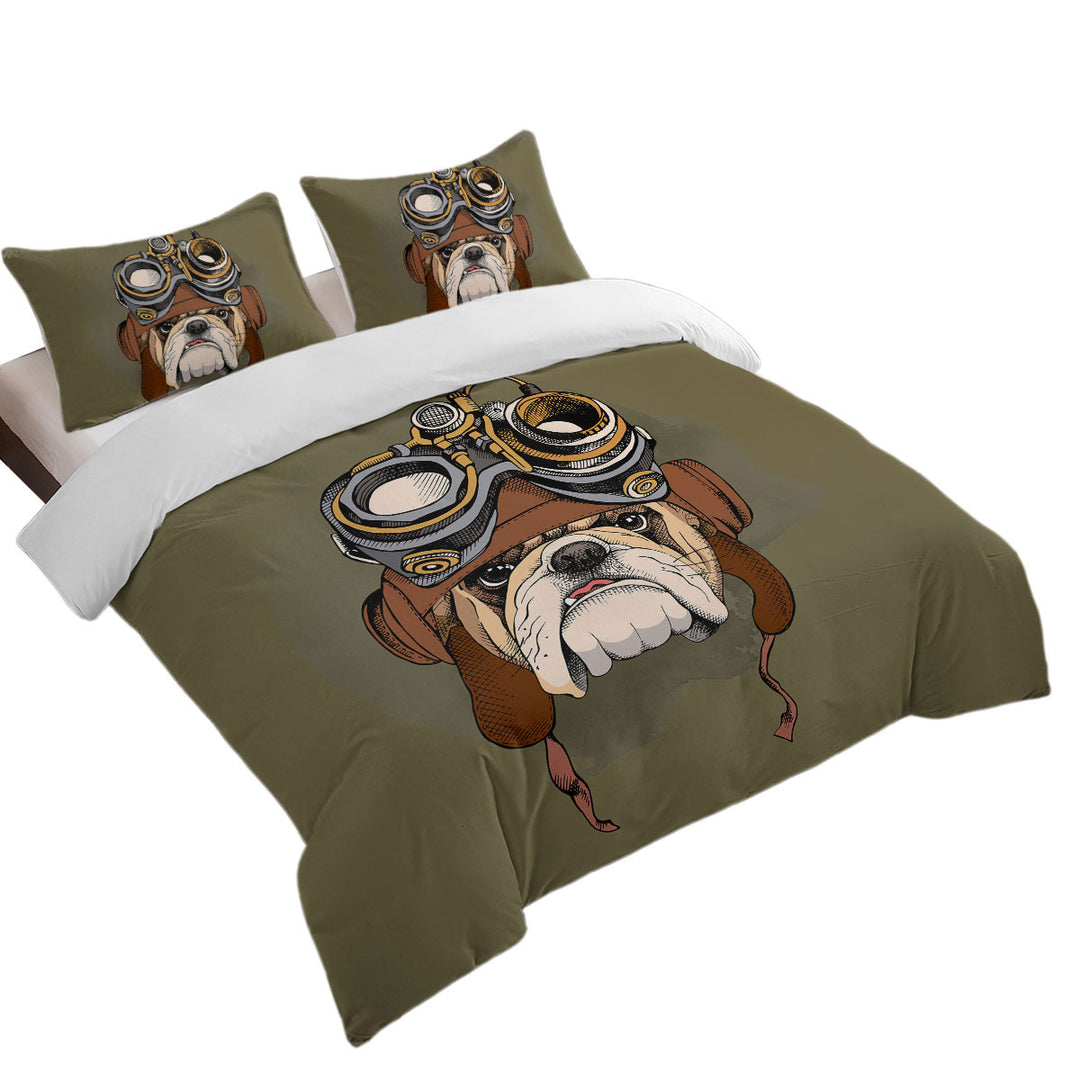 Cool Pilot Bulldog Queen Size Duvet Cover