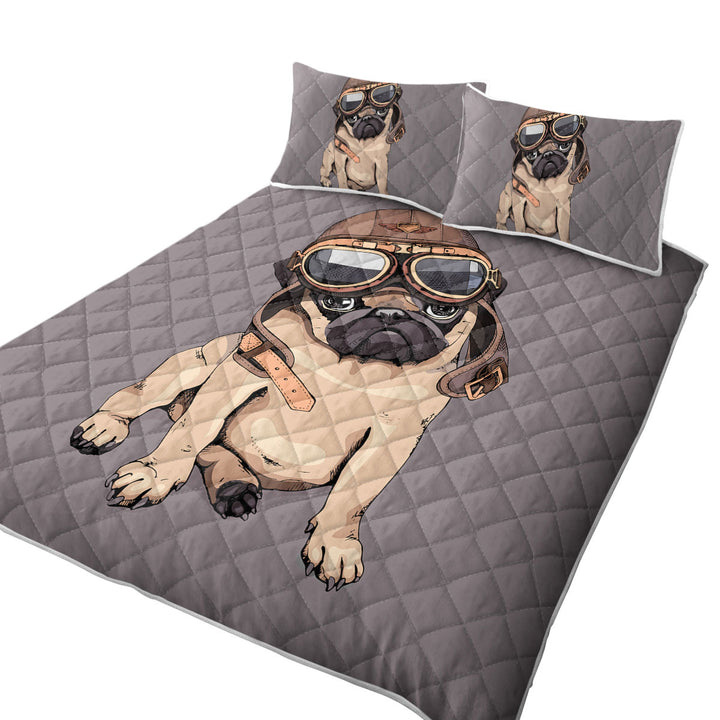 Cool Pilot Pug King Size Quilt