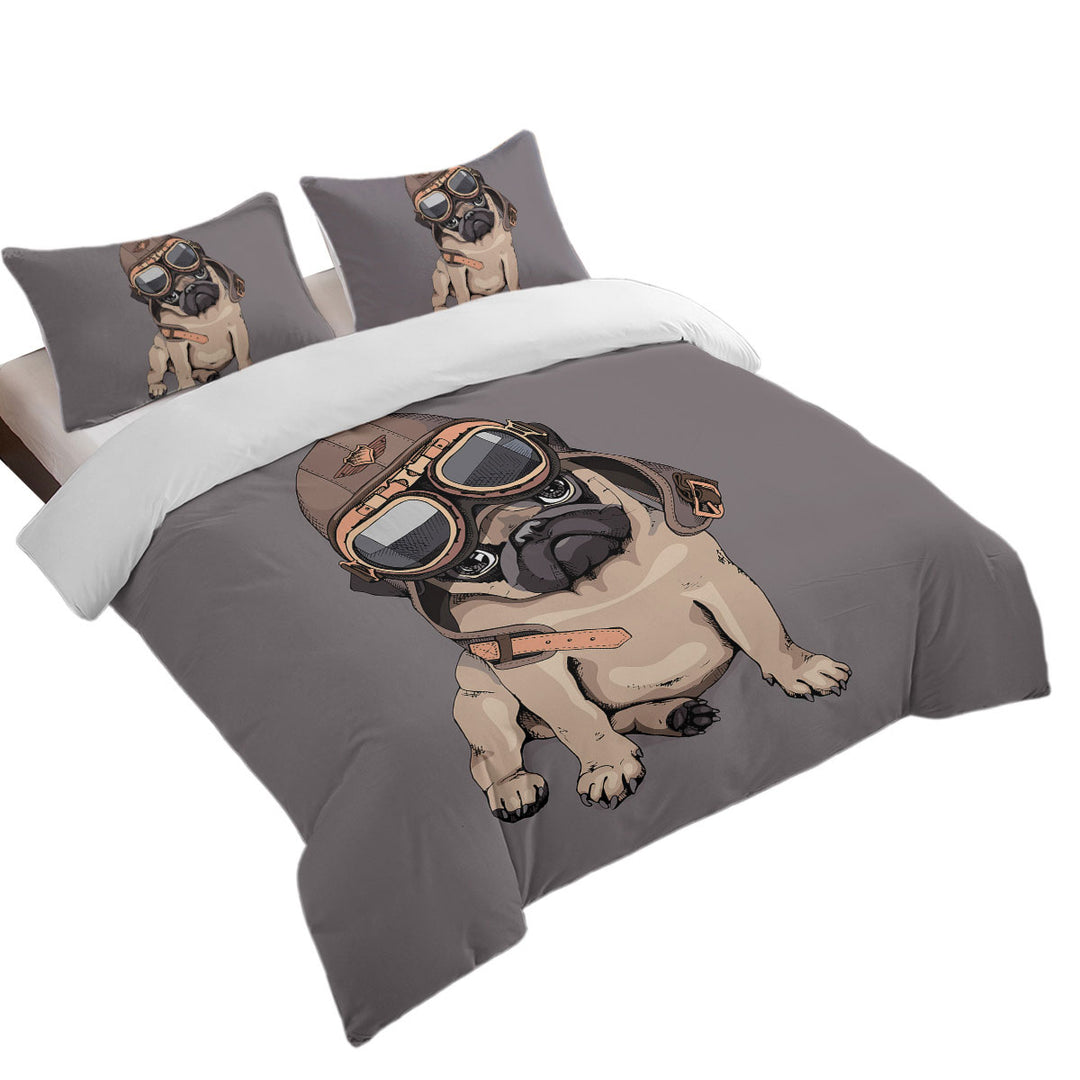 Cool Pilot Pug Oversized King Duvet Cover